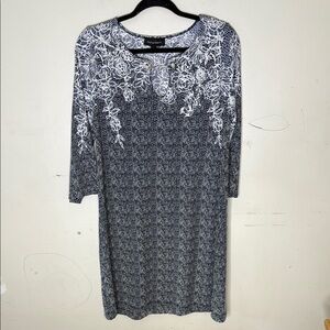 Jonathan Martin Elegant Black and White Lace Graphic Detail Dress Size Medium